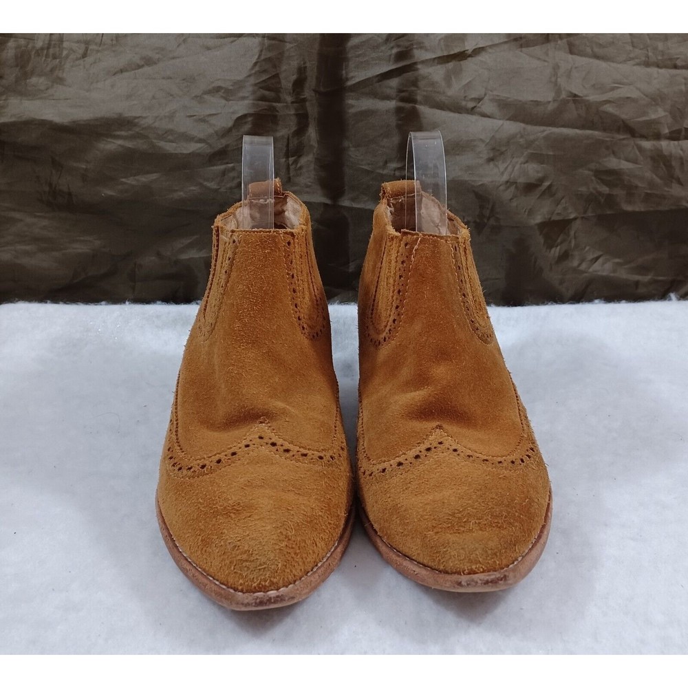 Madewell Grayson Brogue Chelsea Ankle Boots Cognac Brown Wingtip Women US 9 USED
